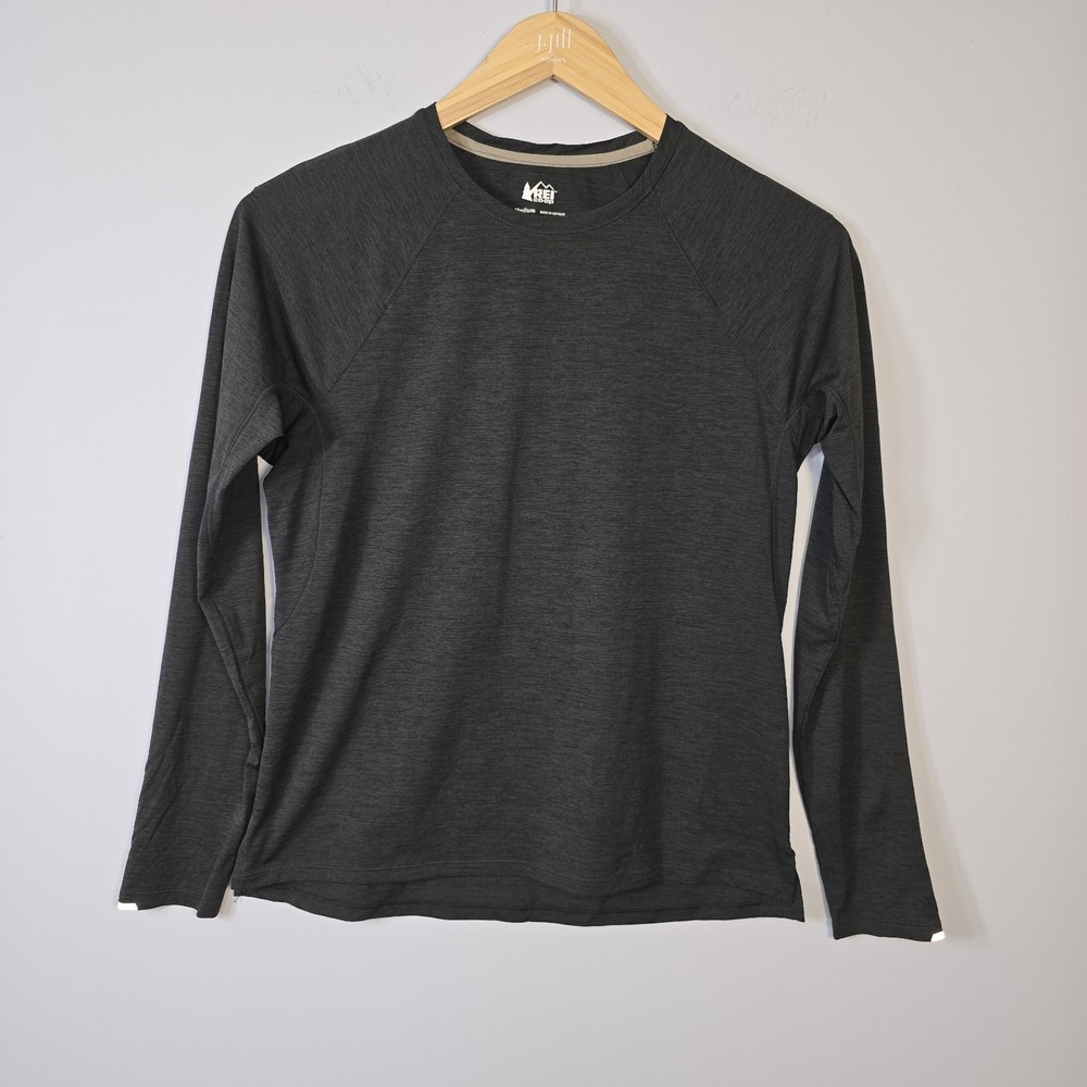 REI COOP Top Womens Gray Long Sleeve Size M Reflective Outdoors Hiking Running
